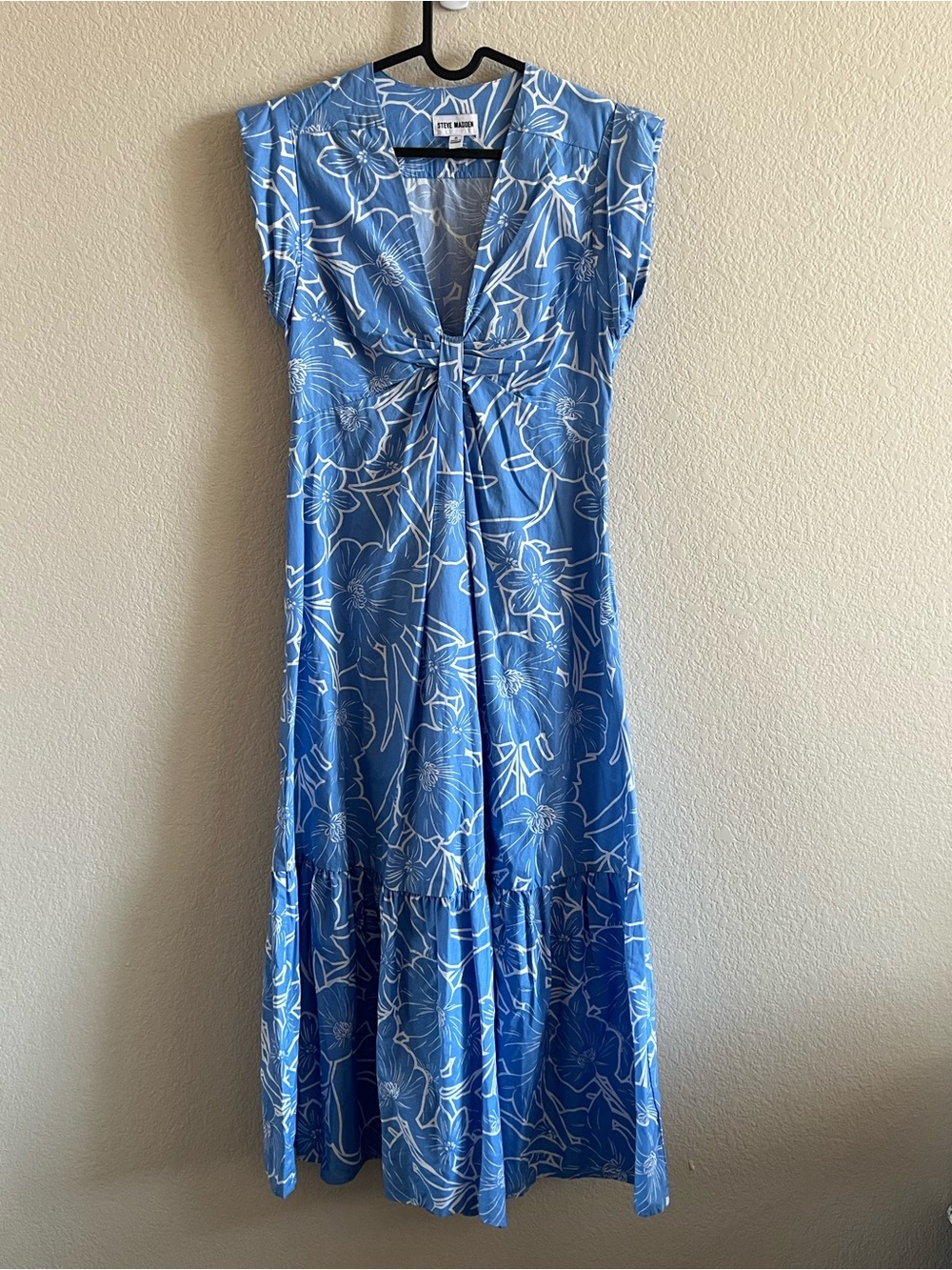 Steve Madden Blue and White Floral Midi Dress Size S